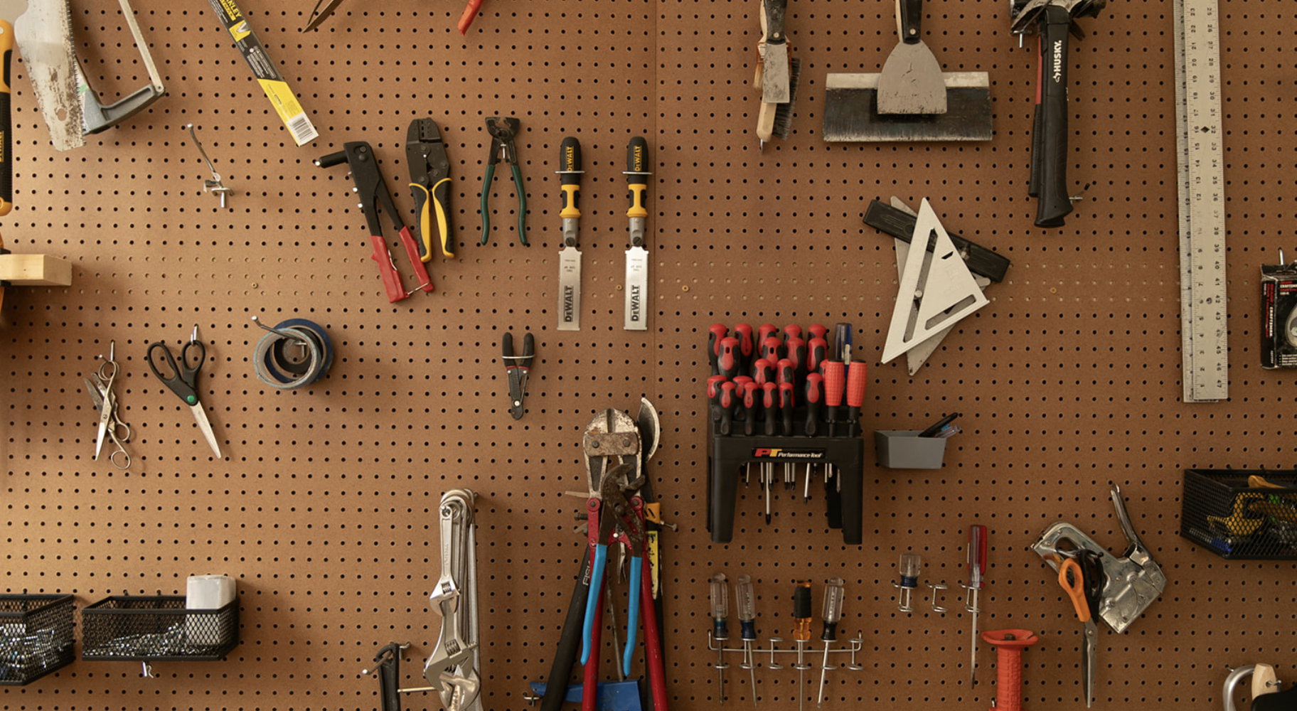 Tools arranged in workshop